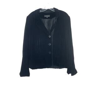 Evelin Brandt Black Soft Velvet Blazer Size 12 Viscose Women's Jacket